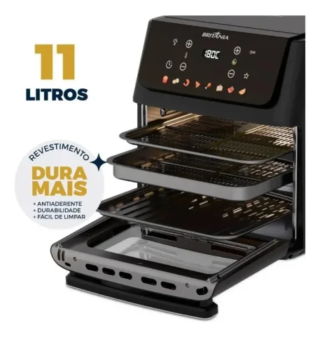 Air Fryer Oven Britânia 11L 8 Funções 1800W Painel Digital BAF11A