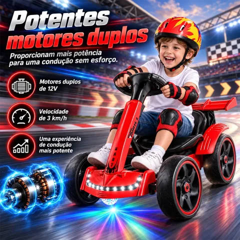 Mini Carro Elétrico Infantil Conect Kart Com Led Suporta