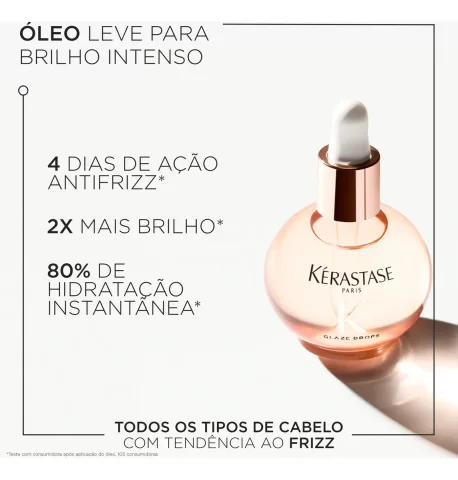 Óleo Capilar Kérastase Gloss Absolu Glaze Drops, Brilho Intenso Para Cabelos, Controle de Frizz, 45ml
