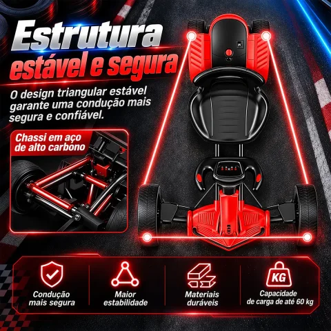 Mini Carro Elétrico Infantil Conect Kart Com Led Suporta
