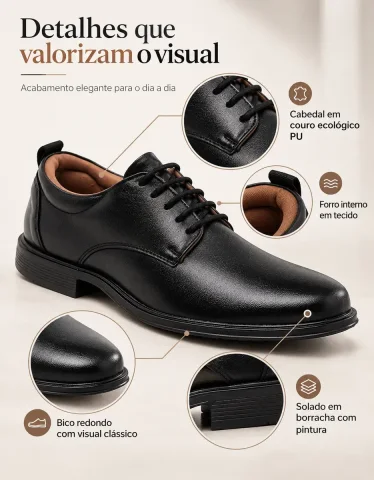 Sapato Social Masculino Versátil Festas Casual Com Cadarço